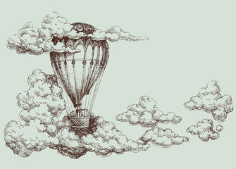 Hot Air Balloon Pencil Drawing at PaintingValley.com | Explore