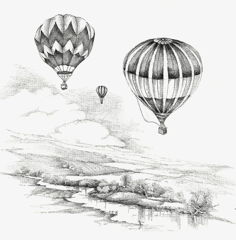 Hot Air Balloon Pencil Drawing at Explore