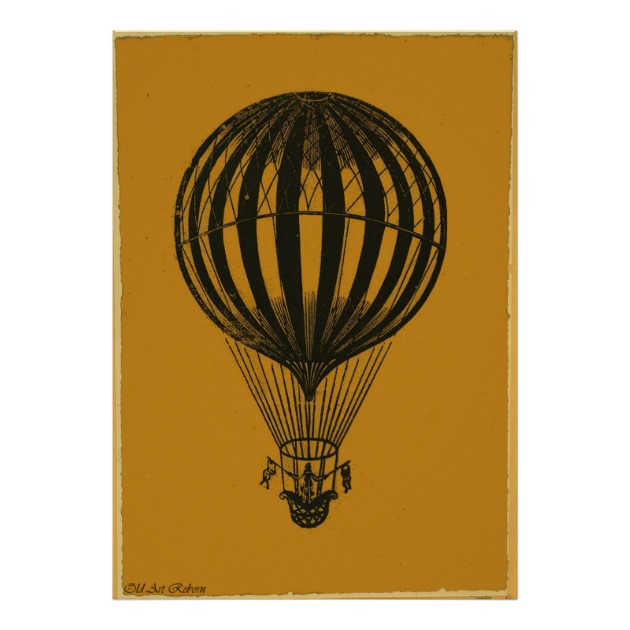 630x630 Very Old Hot Air Balloon Pencil Drawing Poster Zazzle Ca - Hot Air Balloon Pencil Drawing