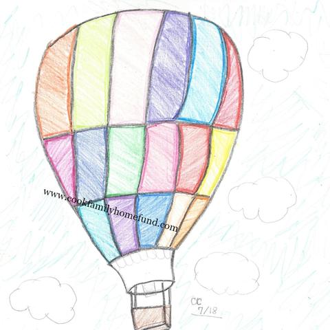 480x480 Vibrant Colorful Hot Air Balloon Artist Pencil Drawing - Hot Air Balloon Pencil Drawing