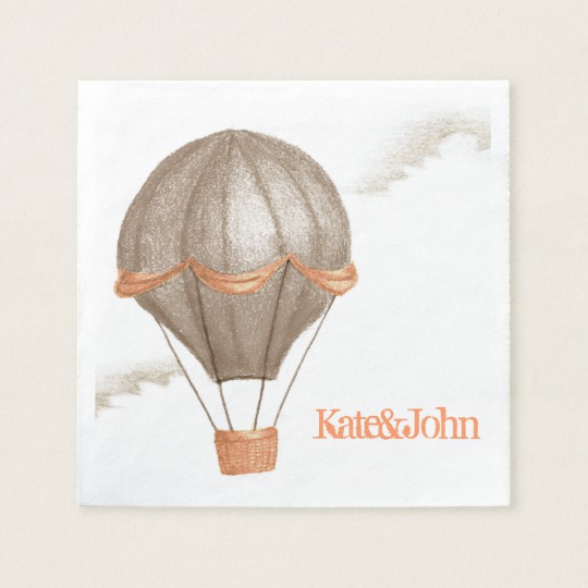 540x540 whimsical vintage hot air balloon napkin - Hot Air Balloon Pencil Drawing