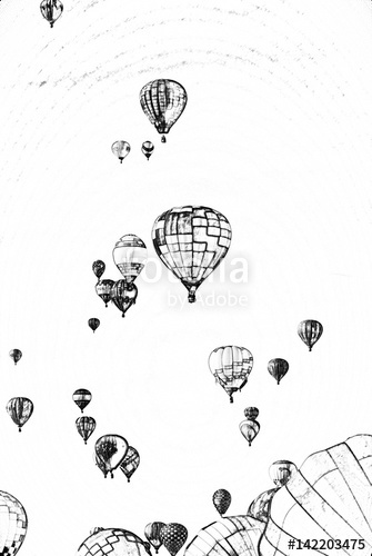 335x500 hot air balloons art, art template, sketch art canvas, pencil art - Hot Air Balloon Pencil Drawing