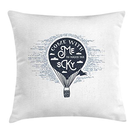 466x466 Ambesonne Love Throw Pillow Cushion Cover, Retro Hot - Hot Air Balloon Pencil Drawing