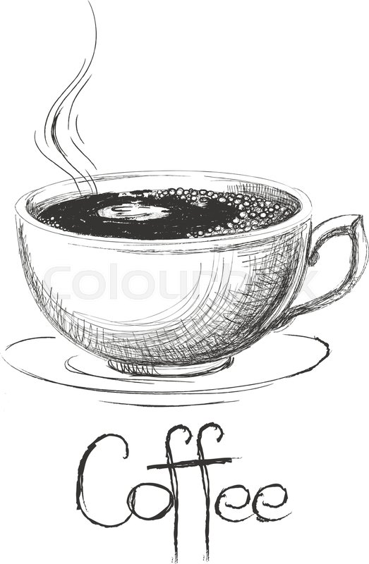 523x800 Hand Drawn Hot Coffee Cup With Stock Vector Colourbox - Hot Coffee Drawing