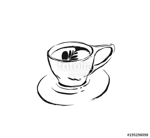 500x463 Hand Drawn Vector Abstract Artistic Cooking Ink Graphic Sketch - Hot Coffee Drawing