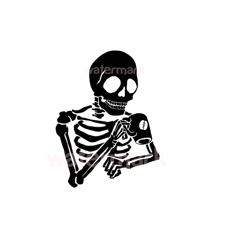 794x814 Svgjpg Skeleton Drinking Hot Coffee Vector Hand Drawing Etsy - Hot Coffee Drawing