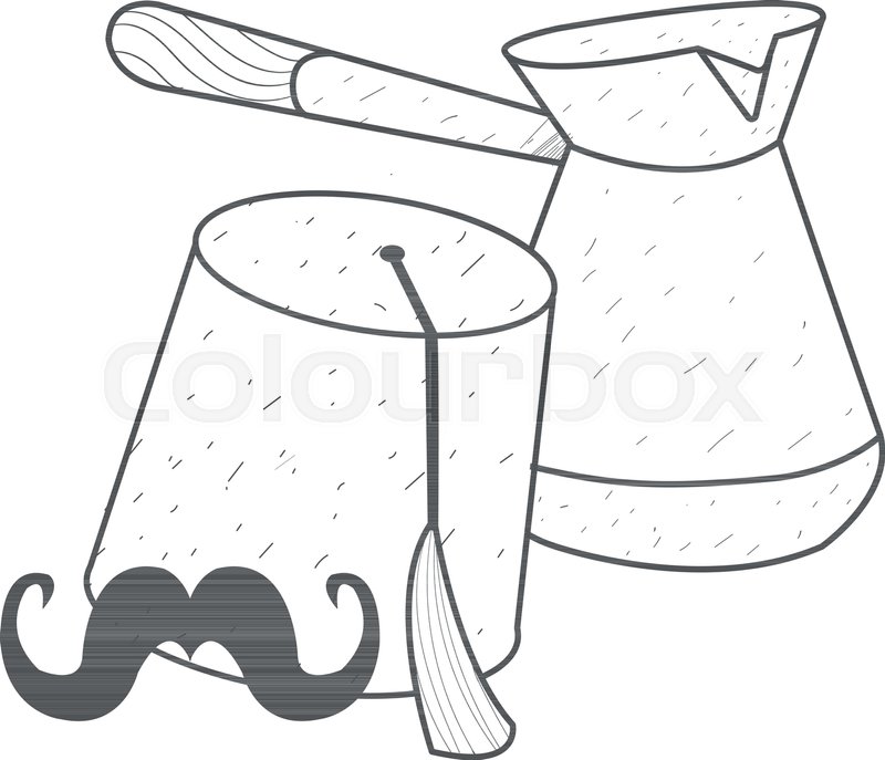 800x687 turkish fresh hot coffee and fez stock vector colourbox - Hot Coffee Drawing