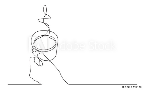500x313 Continuous Line Drawing Of Hand Holding Cup Of Hot Coffee - Hot Coffee Drawing