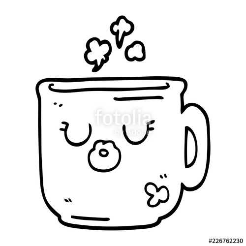 500x500 Line Drawing Cartoon Hot Coffee Mug Stock Image And Royalty Free - Hot Coffee Drawing