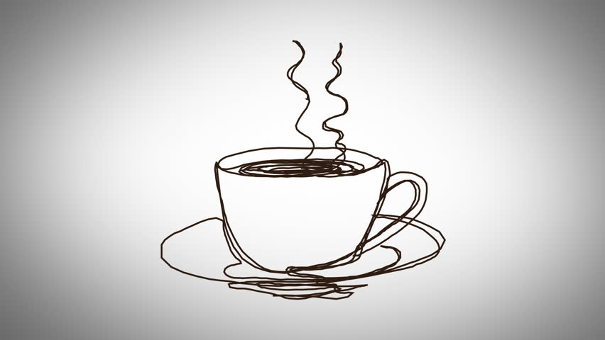 852x480 A Cup Of Coffee Drawing Stock Footage Video - Hot Coffee Drawing