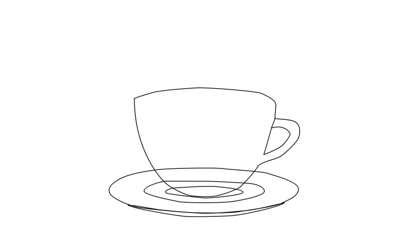 852x480 Animated Sketch Vector Drawing Doodle Stock Footage Video - Hot Coffee Drawing
