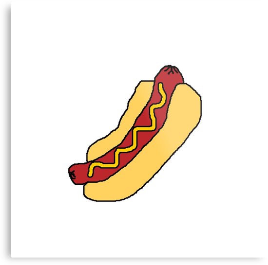 550x545 hotdog drawing metal prints - Hot Dog Drawing