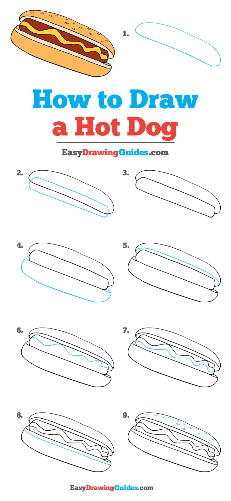 736x1594 how to draw a hot dog - Hot Dog Drawing