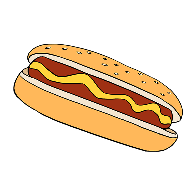 680x678 how to draw a hot dog - Hot Dog Drawing