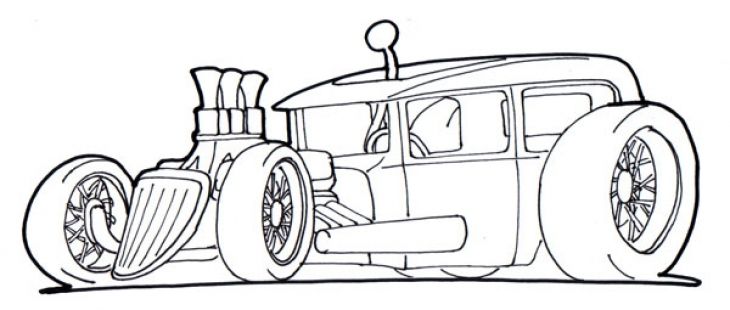 730x310 Free Drawing - Hot Rod Car Drawings