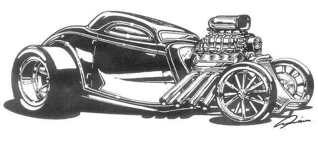 640x297 hot rod old school cars cool car drawings, hot rods - Hot Rod Car Drawings
