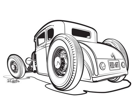 450x360 Illustration - Hot Rod Car Drawings