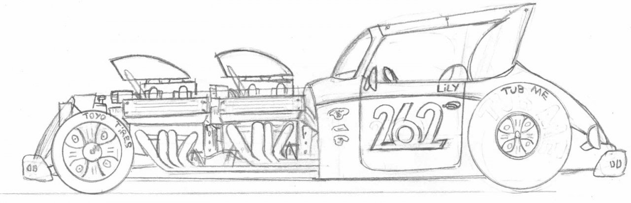 1280x413 car drawing dual engine hot rod - Hot Rod Car Drawings