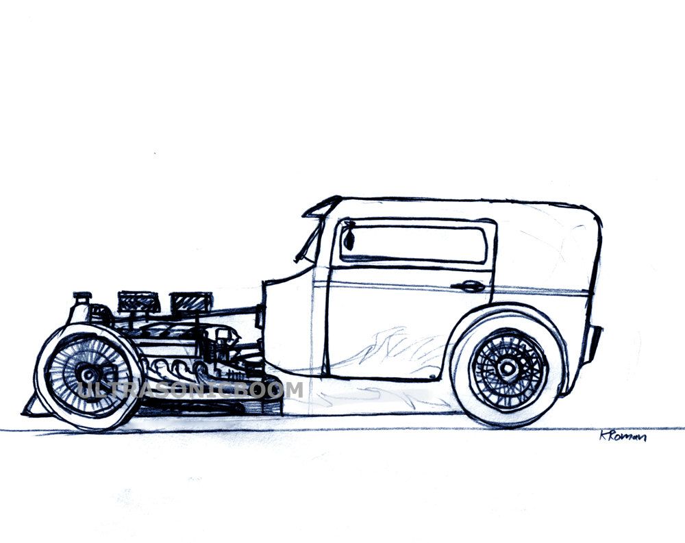 1000x793 classic hot rod car - Hot Rod Car Drawings
