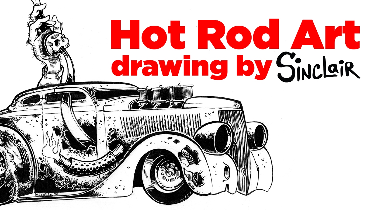 1280x720 how to draw hot rod art cartoons with pen and ink - Hot Rod Drawing