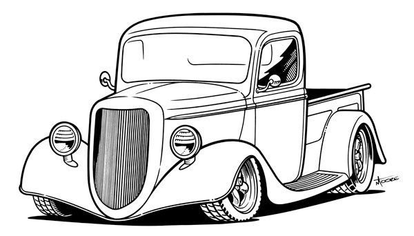 600x342 Line Drawing Of Old Cars Some Line Art - Hot Rod Line Drawing