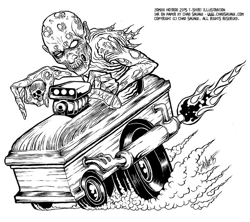 800x712 Zombie Hotrod Original Art Online Store - Hot Rod Line Drawing