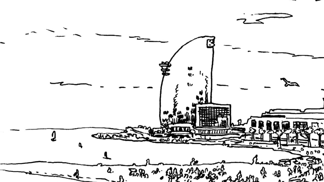 1280x720 Sketching The W Hotel Barcelona City - Hotel Drawing