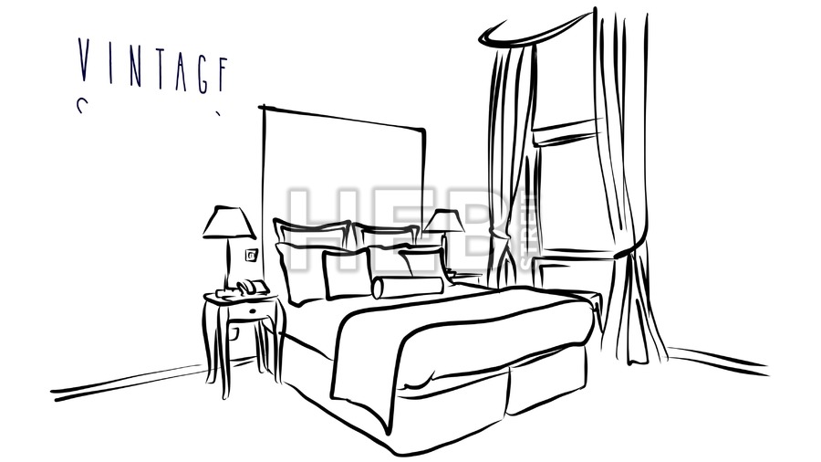 900x506 animated vector illustration artwork of hotel room interior - Hotel Room Drawing
