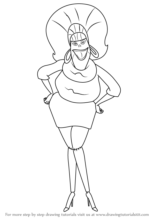 596x843 learn how to draw eunice from hotel transylvania - Hotel Transylvania Drawing