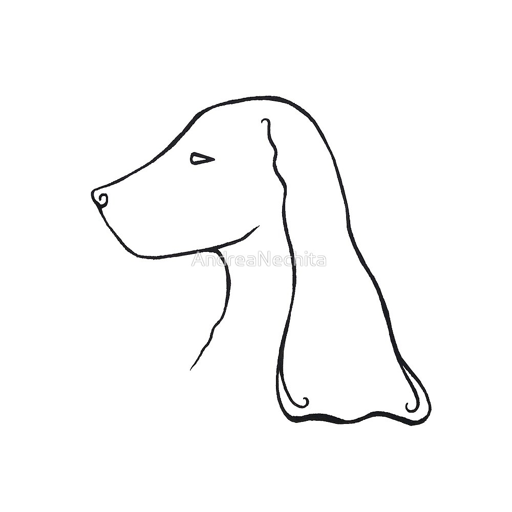 1000x1000 hound dog line art drawing spaniel - Hound Dog Drawing