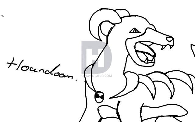 640x400 Houndoom Drawing - Houndoom Drawing