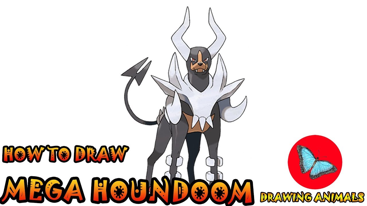 1280x720 How To Draw Mega Houndoom Pokemon Coloring And Drawing For Kids - Houndoom Drawing