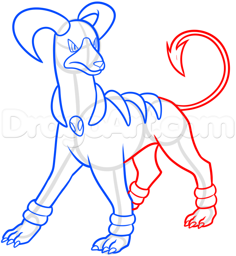 760x826 How To Draw Houndoom, Step - Houndoom Drawing