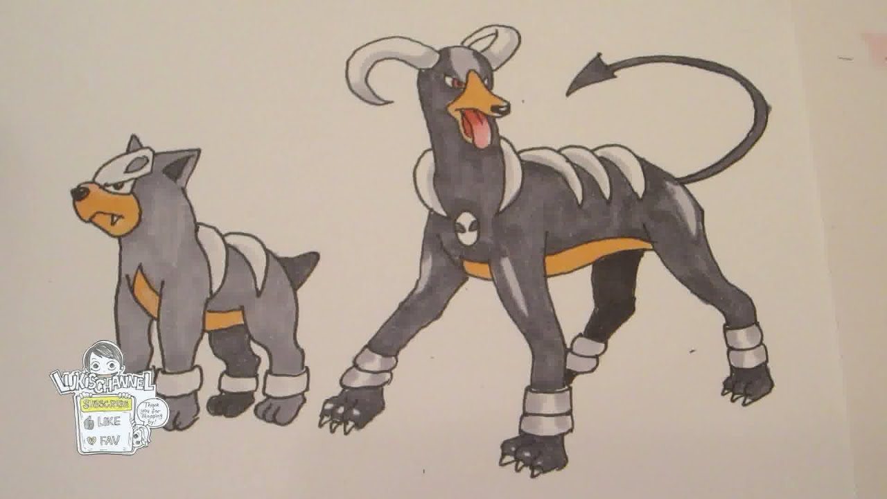 1280x720 How To Draw Pokemon Houndour, Houndoom - Houndoom Drawing