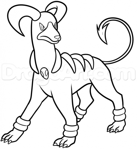 478x520 Learn How To Draw Houndoom, Pokemon Characters, Anime, Draw - Houndoom Drawing