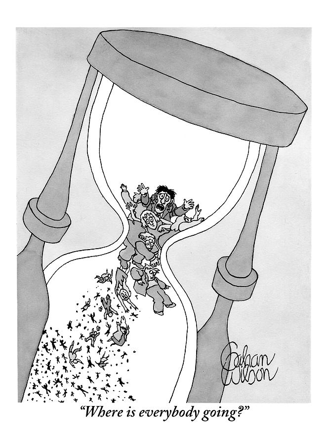 662x900 a man cries out from within a giant hourglass drawing - Hourglass Drawing