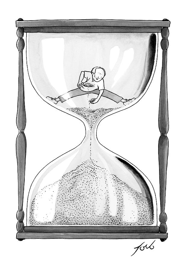614x900 a man stands in the top half of an hourglass drawing - Hourglass Drawing