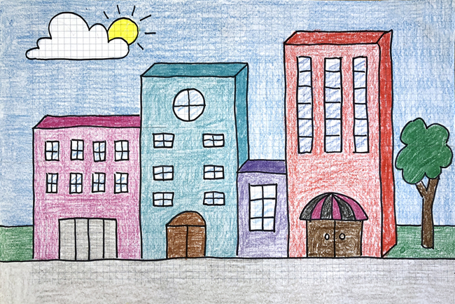 650x434 Draw Buildings Art Projects For Kids - House Building Drawing