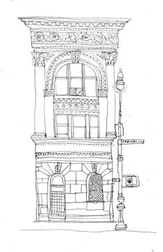 236x365 Old House Line Drawing - House Building Drawing