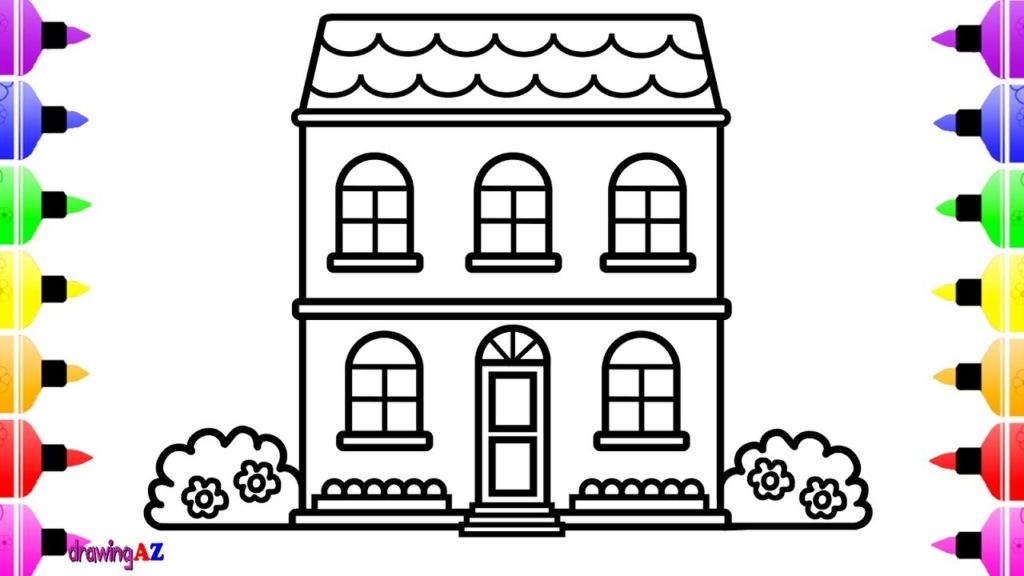 1024x576 How To Draw A House For Kids Children's Coloring Book House - House Drawing