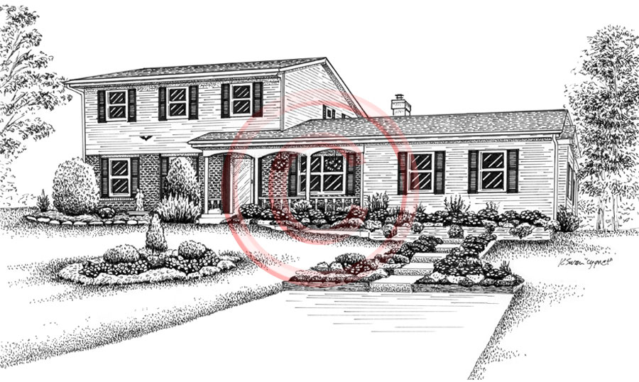 900x538 Pen And Ink Artist Kelli Swan Custom Portraits Of Houses, Homes - House Drawing