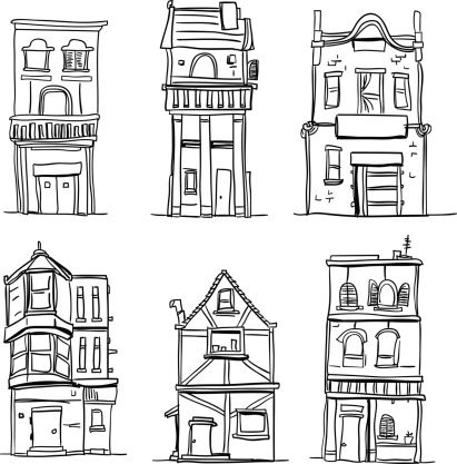 411x417 Different Types Of Houses In Black And White Houses - House Drawing Black And White