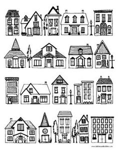 236x305 Drawings Of Buildings In A Row Simple Black And White Line - House Drawing Black And White
