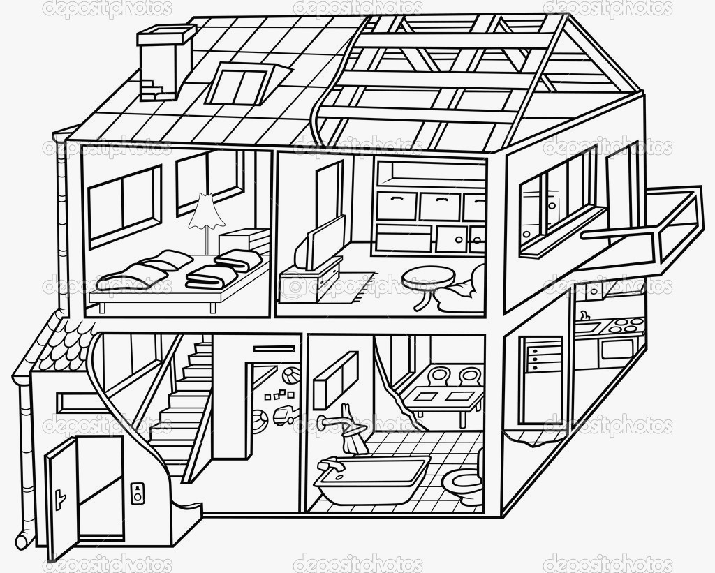 1024x821 Inside House Drawing Beautiful House Clipart Cross Section Pencil - House Drawing Clipart