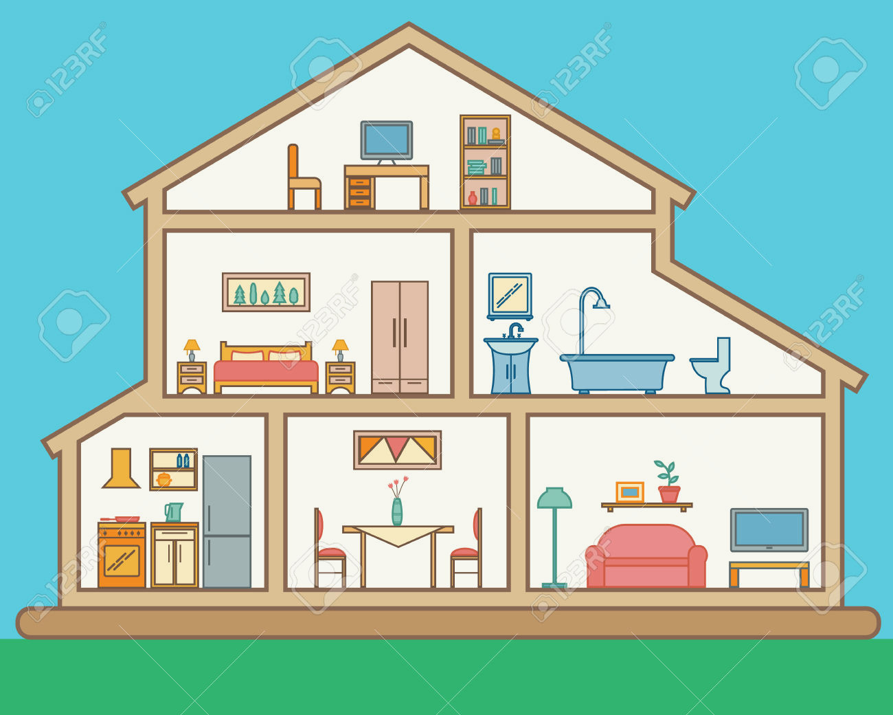 1300x1040 Inside House Drawing Fresh Royalty Free Attic Clip Art Vector - House Drawing Clipart