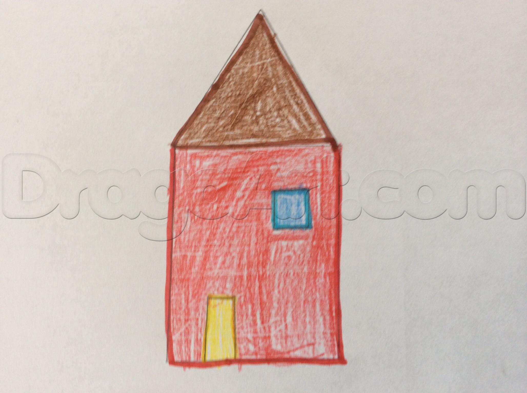 2056x1536 Draw And Color A House, Step - House Drawing Color