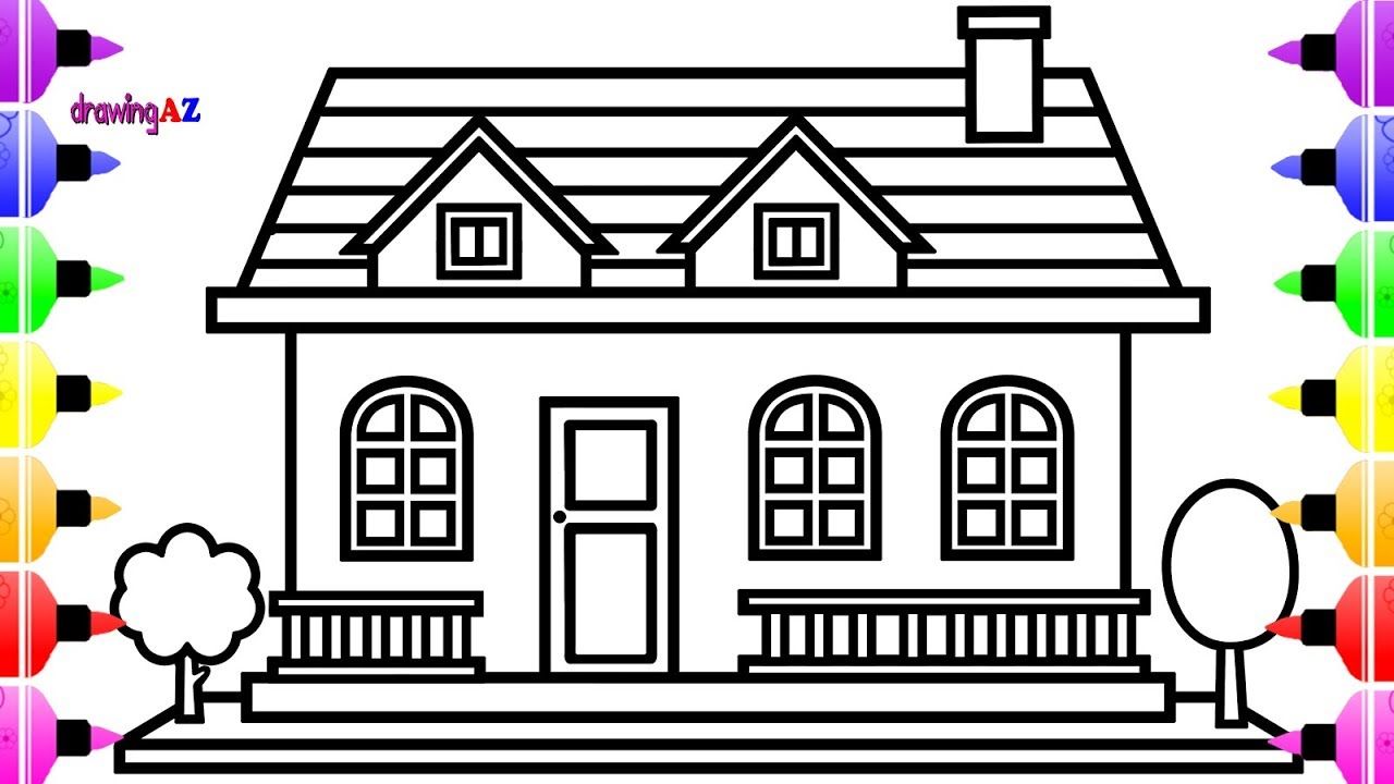 1280x720 How To Draw House For Kids And House Coloring Pages For Children -...