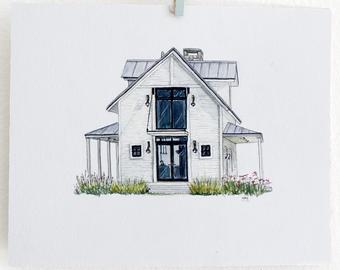340x270 House Drawing Etsy - House Drawing Drawing
