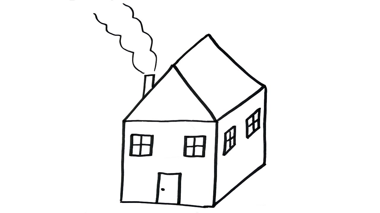 1280x720 How To Draw A House - House Drawing Drawing