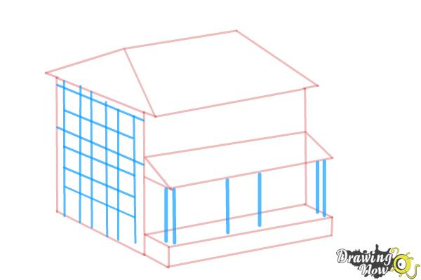 600x400 How To Draw A House, Two Story House - House Drawing Drawing